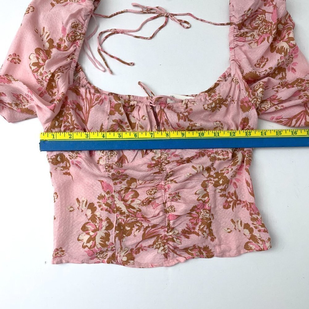 NEW Free People Women's Pink Print Hilary Top Long Sleeves Lightweight XS - Picture 5 of 9